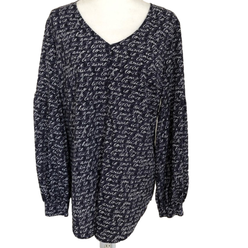 CAbi Te Amo Love Print Blouse #5336